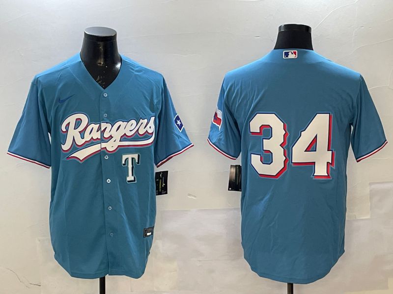 Men Texas Rangers #34 No Name Light Blue Game 2025 Nike MLB Jersey style 3->texas rangers->MLB Jersey